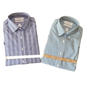 Roundtree & Yorke Gold Label Dress Shirt 14.5-32 SLIM FIT No Iron  Lot Of 2